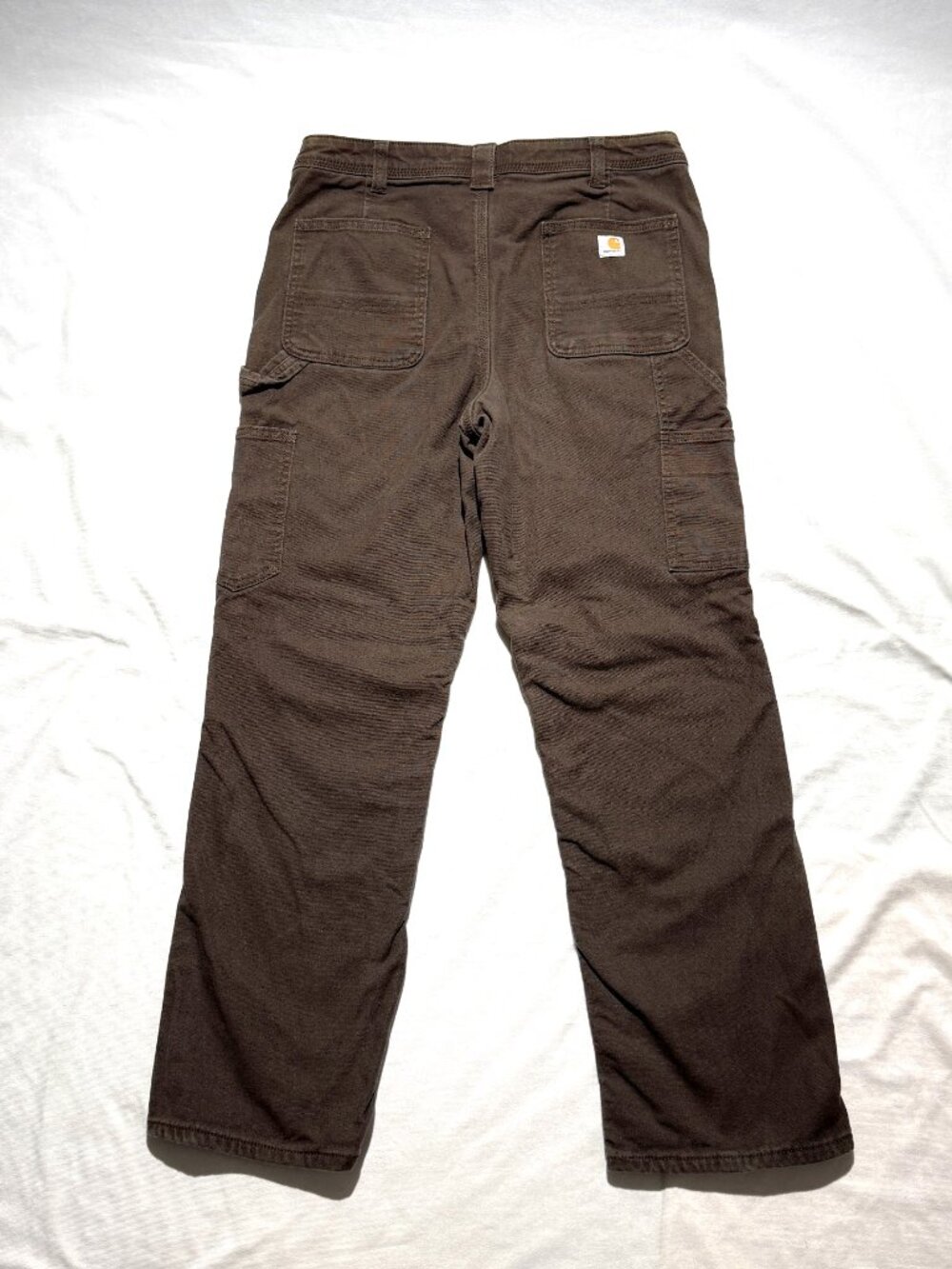 Carhartt Womens Flannel Lined Heavy Work Pants 10 Short Brown Stretch Workwear - Picture 3 of 8